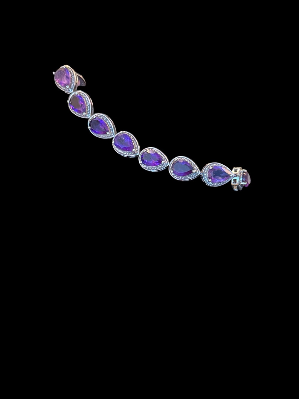 Amethyst & Sterling Pear-shaped Bracelet VINTAGE